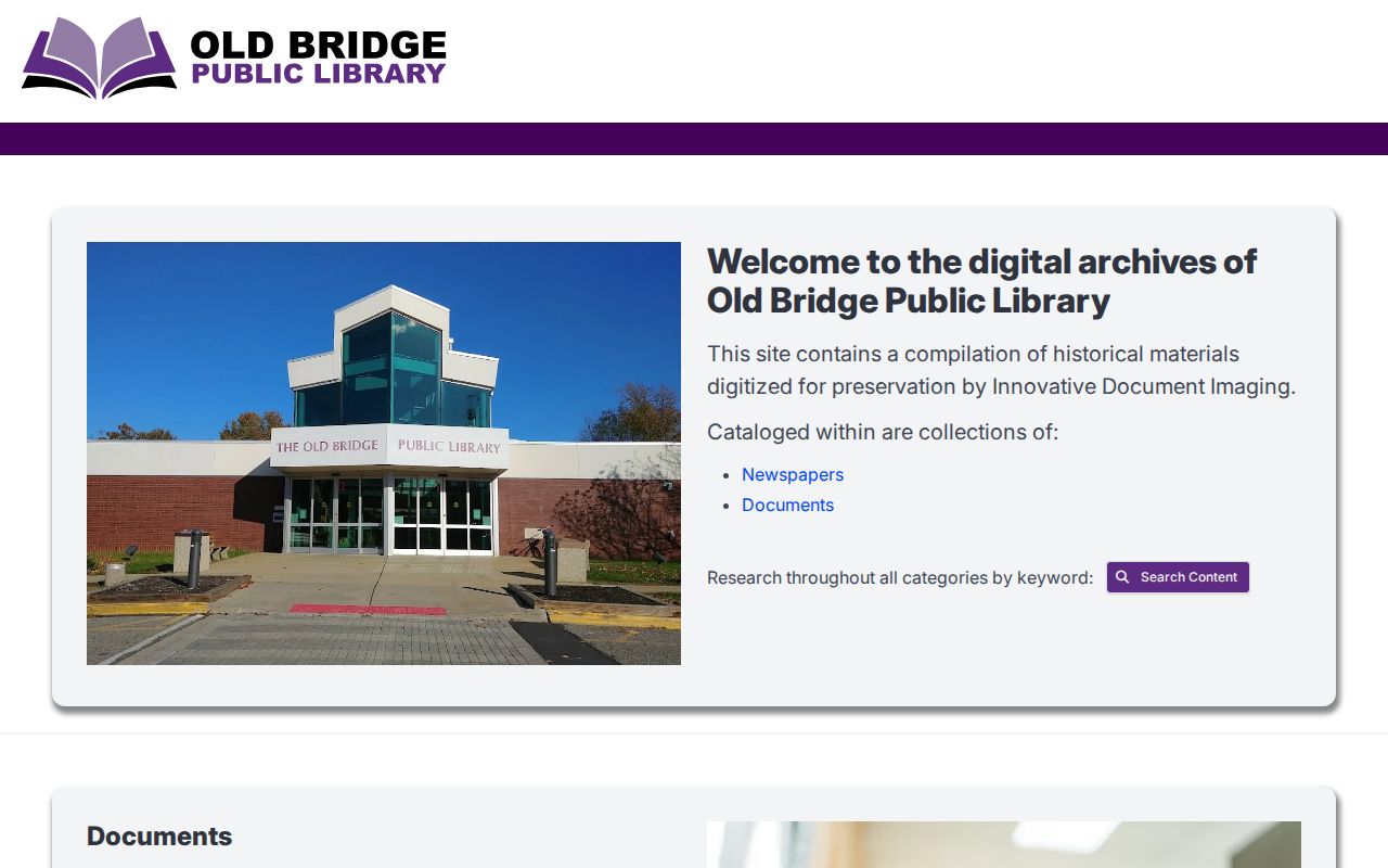 Old Bridge residents directory digital archive collections and search
